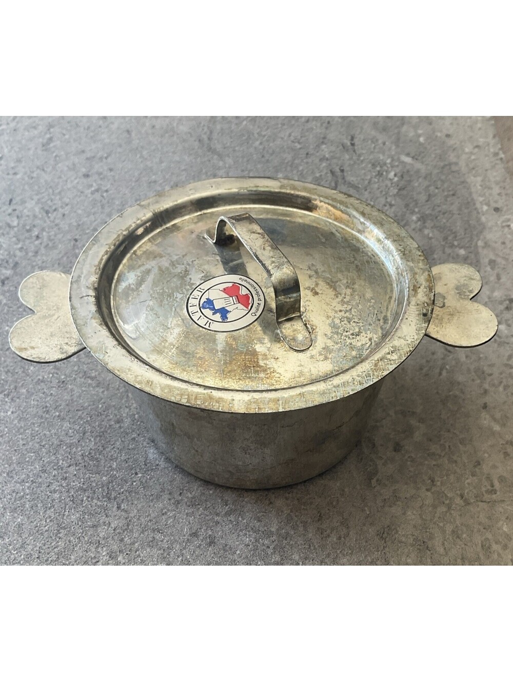 Vintage Matfer French Professional Cookwear 4” Wide 2.5” Deep With Lid S2
